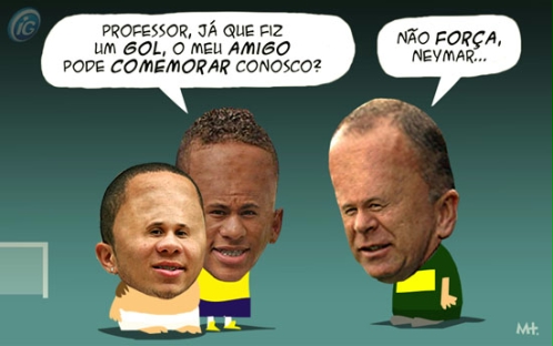 Charge com Madson,  Neymar e Mano Menezes